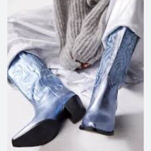 GB butterfly metallic western tall cowboy boots size 7